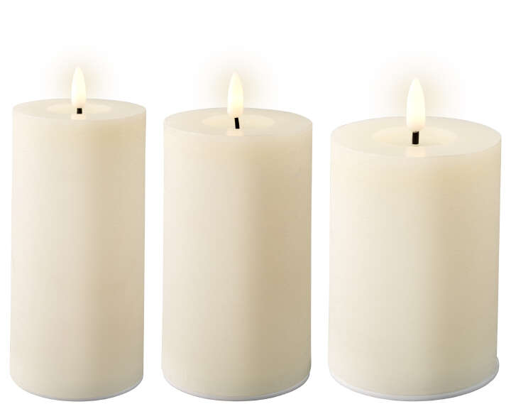 LUMINEO 3er-Set LED Echtwachskerzen